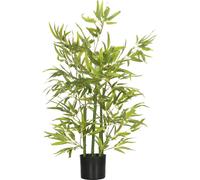 HOMCOM Bambou artificiel grand 90 cm Plante artificielle, Bambou plastique Plantes artificielles comme les vraies, Bambou artificiel en pot Décoration pour le salon