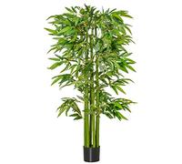 HOMCOM Bambou Artificiel XL 1,60H m 975 Feuilles denses réalistes Pot Inclus Noir Vert
