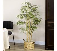 HOMCOM Bambou dans Pot Artificiel Haut 150cm pour Intérieur et Extérieur, Vert