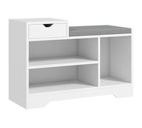 HOMCOM Banc à Chaussures 1 Tiroir 3 Compartiments 76,5 x 30 x 52 cm Blanc