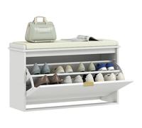 HOMCOM Banc à Chaussures avec Coussin Rembourré 80 x 26 x 47,5 cm Blanc