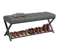 HOMCOM Banc à Chaussures avec siège, Rangement 112x37x47 cm Gris foncé