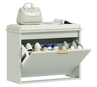 HOMCOM Banc à Chaussures avec siège rembourré et tiroir Rabattable, Armoire à Chaussures pouvant contenir jusqu'à 120kg pour Le Couloir, l'entrée et Le Porche, 62x26x47.5cm, Vert