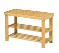 HOMCOM - Banc à chaussures - Bambou - 70x28x45cm - Bois naturel