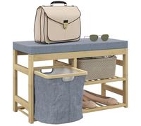 HOMCOM Banc à chaussures bambou assise 4 paires 69x30x45 cm Naturel