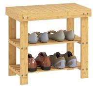 HOMCOM Banc à Chaussures en Bambou, 3 Niveaux, Finition Bois Naturel