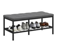 HOMCOM Banc à Chaussures Meuble à Chaussures avec Coussin rembourré et étagère de Rangement, Banc d'entrée pour Couloir, Chambre, 90 x 41 x 40 cm, Gris