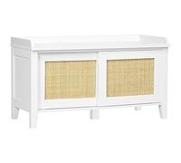 HomCom Banc à chaussures – Meuble de rangement à étagère, 2 placards façades cannage, Blanc