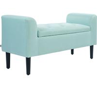 HOMCOM Banc avec espace de rangement, banc rembourré avec aspect lin, pouf supportant jusqu'à 130 kg, boîte de rangement, pour salon chambre à coucher couloir, 116 x 44 x 58 cm vert