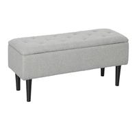 HOMCOM Banc avec Espace de Rangement - Banc rembourré avec Aspect Velours - Coffre de Rangement avec Pieds en Bois - pour Salon, Chambre à Coucher, Couloir - 95 x 38 x 45 cm - Gris