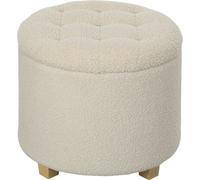 HOMCOM Banc avec espace de rangement, banc rembourré avec couvercle, banc-lit avec aspect cachemire, pour couloir chambre à coucher salon, cadre en bois Ø45 x 41 cm blanc crème