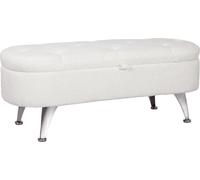 HOMCOM Banc avec espace de rangement, banc rembourré avec couvercle, banc-lit avec aspect velours de nounours, pour entrée chambre à coucher salon, cadre métallique 114 x 47 x 46,5 cm Blanc