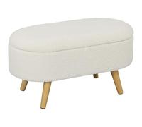 HOMCOM Banc avec Espace de Rangement, Banc rembourré avec Couvercle, Banc-lit avec Aspect Velours de Nounours, pour Couloir Chambre à Coucher Salon, Cadre en Bois 82 x 41 x 45 cm Blanc