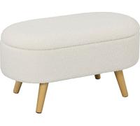 HOMCOM Banc avec espace de rangement, banc rembourré avec couvercle, banc-lit avec aspect velours de nounours, pour couloir chambre à coucher salon, cadre en bois 82 x 41 x 45 cm Blanc