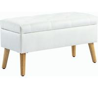 HOMCOM Banc avec espace de rangement, banc rembourré avec couvercle, banc-lit avec aspect velours, pour entrée chambre salon, bois de caoutchouc 80 x 35 x 40 cm Blanc