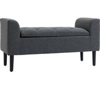 HOMCOM Banc avec espace de rangement Banc rembourré Pouf Coffre de rangement pouvant supporter jusqu'à 130 kg Toile-Touch Caoutchouc Gris foncé 116 x 44 x 58 cm