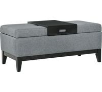 HOMCOM Banc avec espace de rangement Banc rembourré Pouf supportant jusqu'à 120 kg avec boîte de rangement amovible Banc rembourré Mousse plateau laminé Bouleau gris foncé+noir 107 x 50 x 44 cm