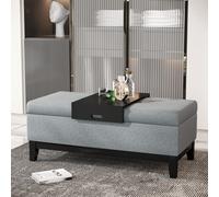 HOMCOM Banc avec Espace de Rangement Banquette Capitonnée Charge 120 kg Banc de Rangement en Mousse pour Salon Chambre Gris foncé 107x50x44cm