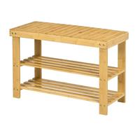Banc à chaussures 2 étagères dim. 70L x 28l x 45H cm bois bambou verni