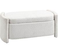 HOMCOM Banc, banc de lit avec espace de rangement, banc rembourré avec couvercle, aspect velours, crème