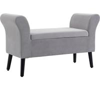 HOMCOM Banc Banc rembourré avec espace de rangement Accoudoirs Banc coffre moderne couloir chambre salon polyester velouté bois caoutchouc gris clair 115,5 x 43,5 x 66 cm