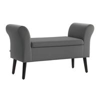 HOMCOM Banc Banc rembourré avec Espace de Rangement Banc Coffre avec accoudoirs Hauteur d'assise 46cm pour Couloir Chambre Polyester velouté 111,5 x 41 x 65 cm Gris foncé