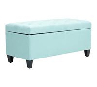 HOMCOM Banc Banc rembourré avec espace de rangement Banc coffre couloir chambre salon polyester lin bois caoutchouc vert 100 x 40 x 44 cm
