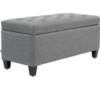 HOMCOM Banc Banc rembourré avec espace de rangement Banc coffre couloir chambre salon polyester lin bois caoutchouc gris clair 100 x 40 x 44 cm