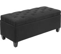 HOMCOM Banc Banc rembourré avec espace de rangement Banc coffre couloir chambre salon polyester lin bois caoutchouc noir 100 x 40 x 44 cm