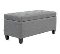 HOMCOM Banc Banc rembourré avec Espace de Rangement Banc Coffre Couloir Chambre Salon Polyester Lin Bois Caoutchouc Gris Clair 100 x 40 x 44 cm