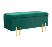 HOMCOM Banc, banc rembourré avec espace de rangement, banc coffre, tissu, métal, bois caoutchouc, mousse, vert, 100 x 40 x 42 cm