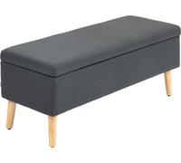 HOMCOM Banc Banc rembourré avec espace de rangement Banc de lit avec aspect lin pour entrée chambre salon bois caoutchouc gris foncé 110 x 39 x 45 cm