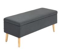 HOMCOM Banc Banc rembourré avec Espace de Rangement Banc de lit avec Aspect Lin pour entrée Chambre Salon Bois Caoutchouc Gris foncé 110 x 39 x 45 cm