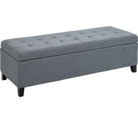 HOMCOM Banc rembourré avec espace de rangement, Ottomane, Banc d'entrée, Finition des boutons, 125,1 cm x 48,9 cm x 41,3 cm, Gris