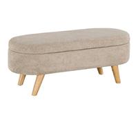 HomCom – Banquette coffre 2 en 1 bout de lit en tissu, pieds en bois 110×40×43 cm Beige