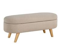 HOMCOM Banc Banquette Bout de lit Coffre de Rangement 2 en 1 en Tissu avec Pieds en Bois 110l x 40P x 43H cm cm Beige