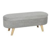 HOMCOM Banc Banquette Bout de lit Coffre de Rangement 2 en 1 en Tissu avec Pieds en Bois 110l x 40P x 43H cm Gris Clair