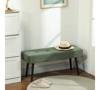 HOMCOM Banc banquette bout de lit rembourré en velours côtelé et pieds en acier noir charge 220 Kg 100 x 36 x 45 cm vert