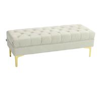 HOMCOM Banc Banquette Capitonnée Bout de Lit 118x45x42cm Velours Beige