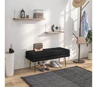 HOMCOM Banc banquette coffre de rangement 2 en 1 assise aspect velours et pieds acier - 100 x 37,5 x 42 cm noir et doré