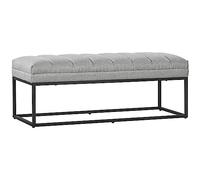 HOMCOM Banc Banquette Moderne Bout de lit rembourré en Tissu Aspect Lin et Structure en Acier Noir, idéal pour entrée, Salon, Chambre, Charge 200 Kg, 120 x 44 x 45,5 cm, Gris