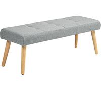 HOMCOM Banc, banquette rembourrée avec aspect lin, boutonnage, banquette lit avec pieds en bois pour chambre, salon, couloir, 120 x 41 x 43 cm, Gris