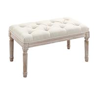 HOMCOM Banc Bout de Lit Banquette Capitonnée 80x40x43cm Beige