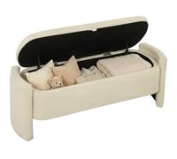HOMCOM Banc Bout de Lit Banquette Coffre Pied de Lit 118x42x45cm Crème
