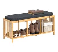 HOMCOM Banc Chaussures siège Rangement 102x33x45cm Bois Naturel