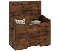 HOMCOM Banc-coffre 103L multifonction couleur bois avec coussin en tissu gris, 75x40x56 cm