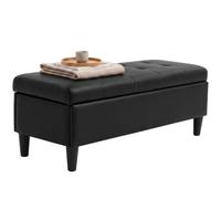 HOMCOM Banc Coffre capitonné adapté aux Animaux, Banc de Bout de lit avec Pieds, siège de fenêtre et Repose-Pieds, 110 x 41 x 42 cm, Noir