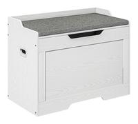 HOMCOM Banc Coffre de 103L Polyvalent en Bois avec Coussin en Tissu, 75x40x56cm, Blanc