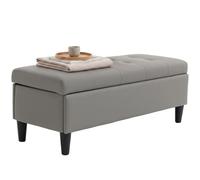 HOMCOM Banc Coffre de Rangement capitonné adapté aux Animaux, Bout de lit avec Pieds, Banquette de fenêtre/Repose-Pieds, 110 x 41 x 42 cm, Gris