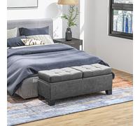 HOMCOM Banc Coffre de Rangement en Tissu avec Rembourrage Capitonné, 116x41x47cm, Gris